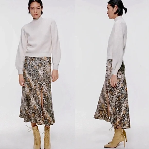 🔻SOLD🔻Zara Snake Print Slip Skirt - Picture 9 of 10